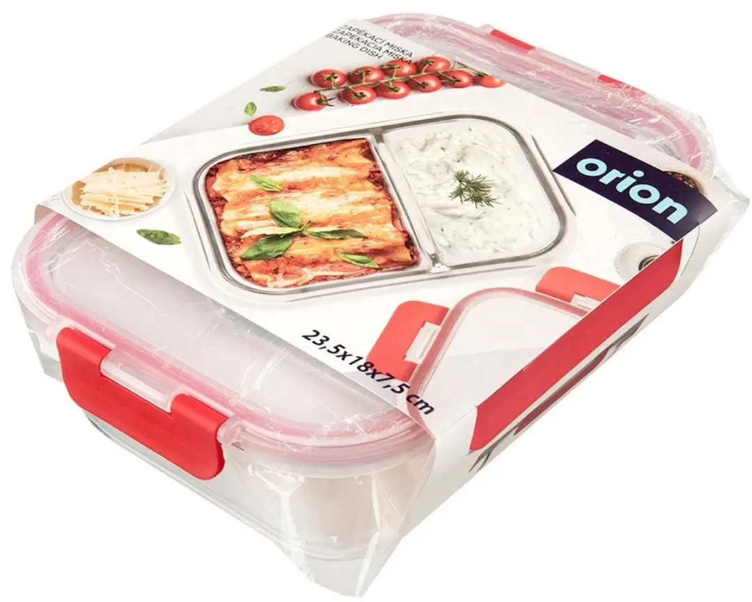Orion Glazen Voedselcontainer 1,3L - 2 Vakken - Rood