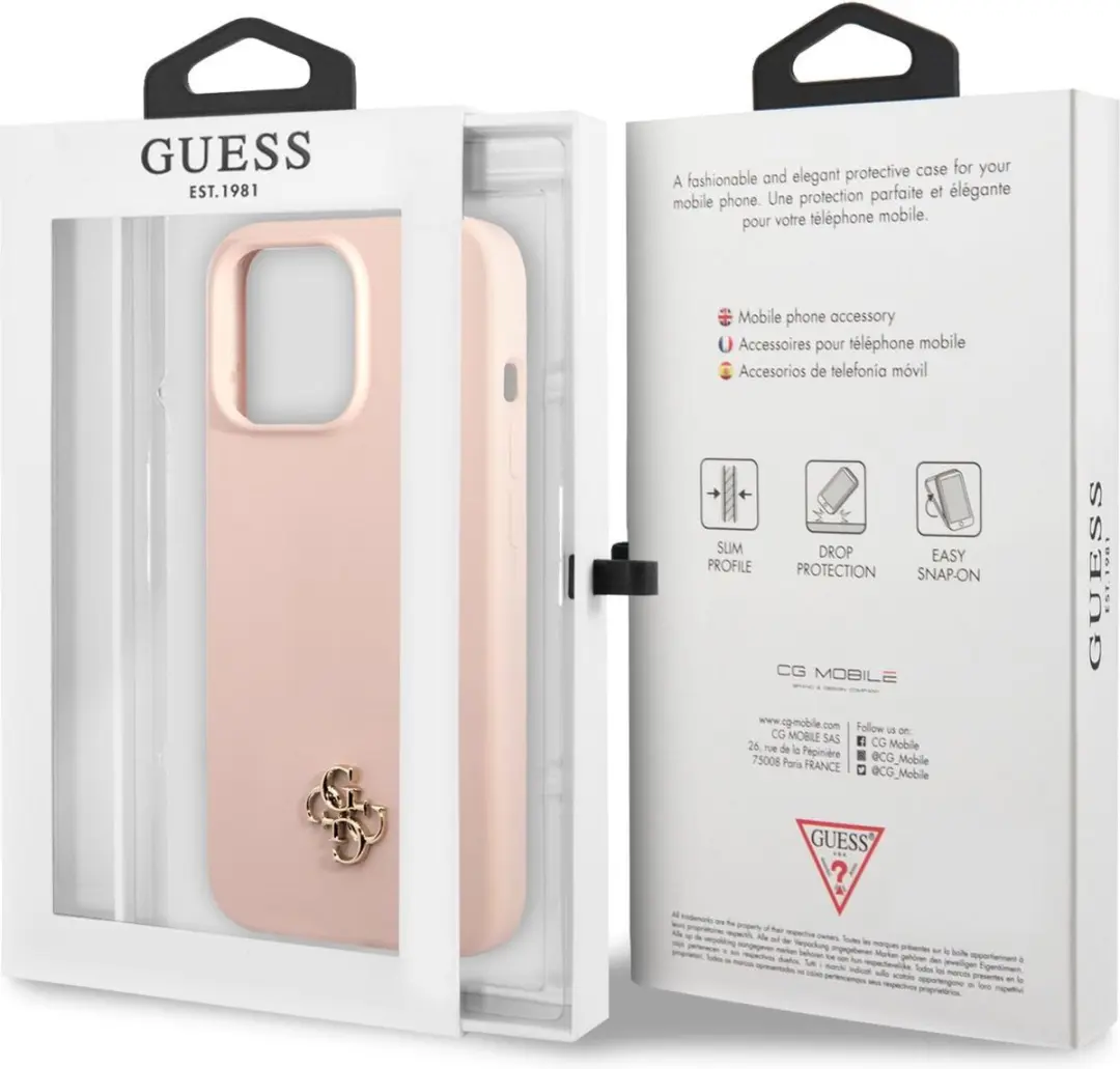 GUESS Silicone Hoes iPhone 13 Pro - Roze