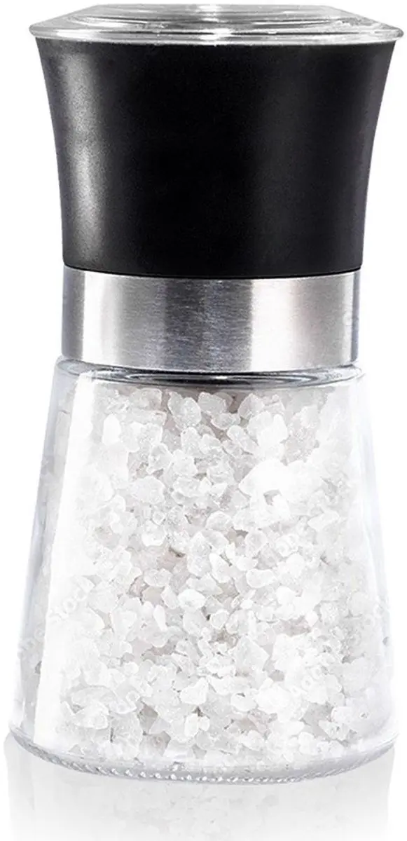 Orion Glazen Peper- en Zoutmolen 13cm - Zwart - Keramisch