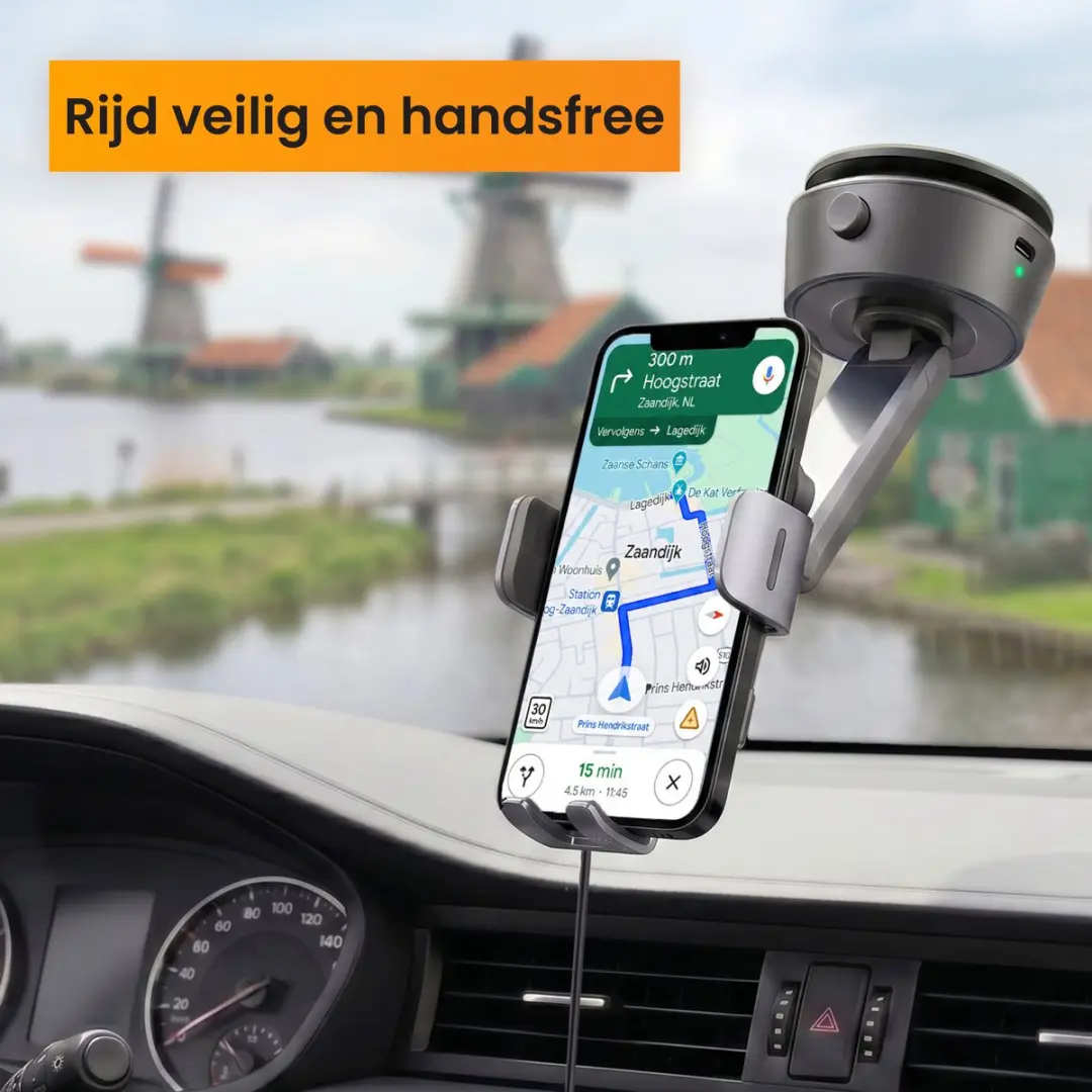 R2B Telefoonhouder Auto Zuignap Zaandijk-01 - Draadloos Opladen - 7 Inch