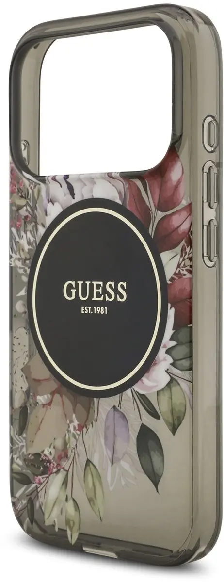 GUESS iPhone 17 Pro Hoesje - Zwart - Bloemenprint