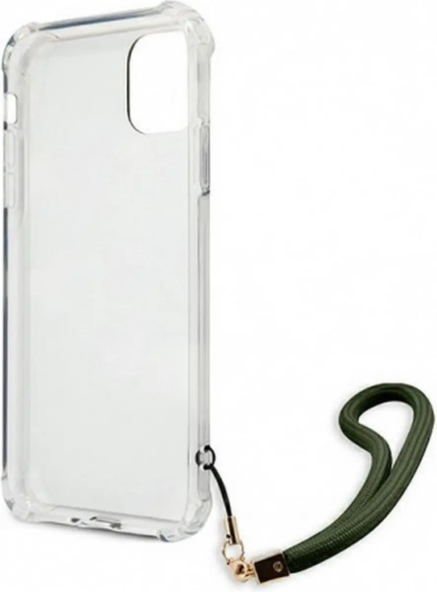 GUESS Camo Back Case met Strap iPhone 11 - Khaki Groen