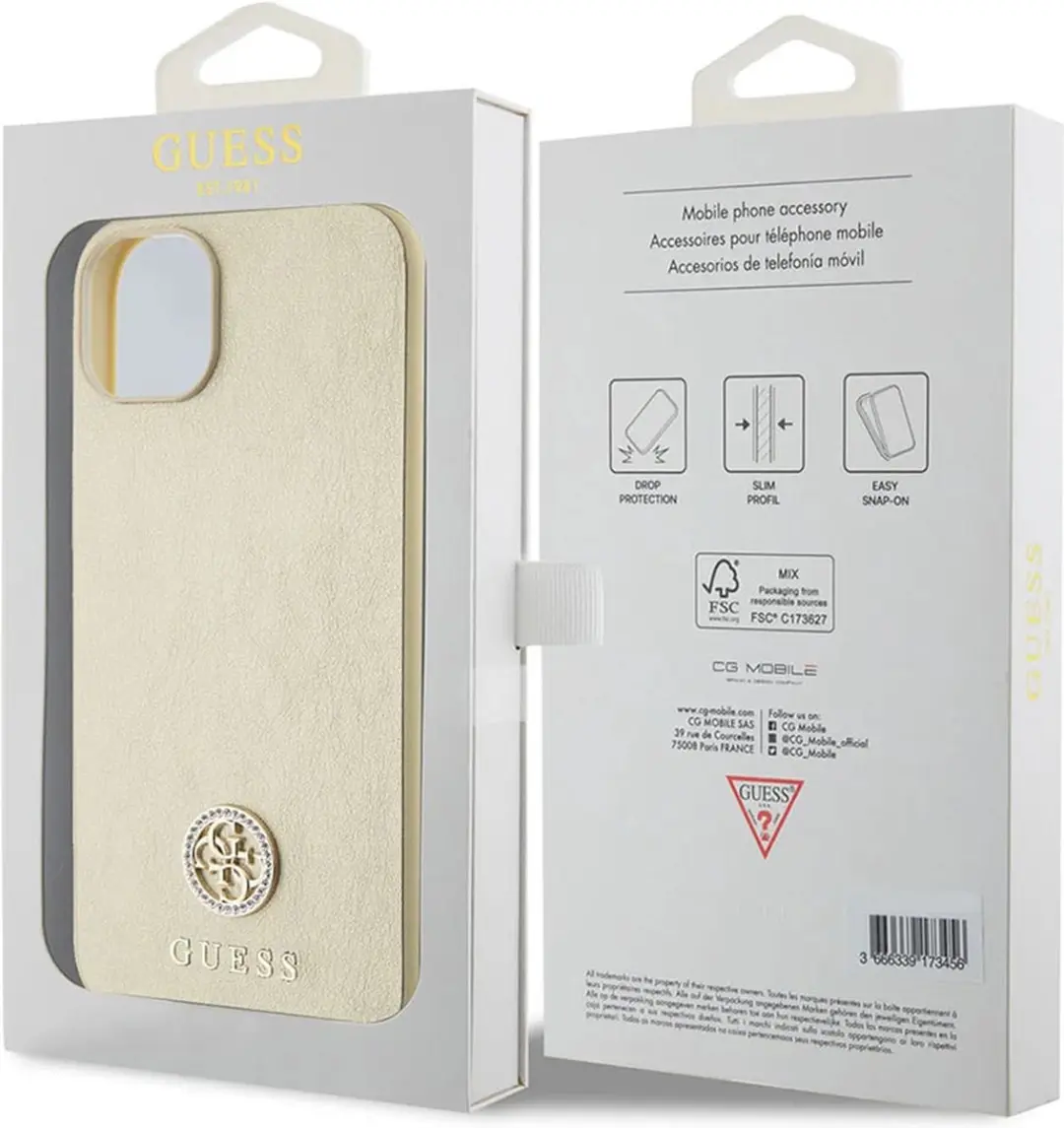 GUESS 4G Strass Metal Logo Back Case Goud - GUHCP15SPS4DGPD - afbeelding 6 van 6