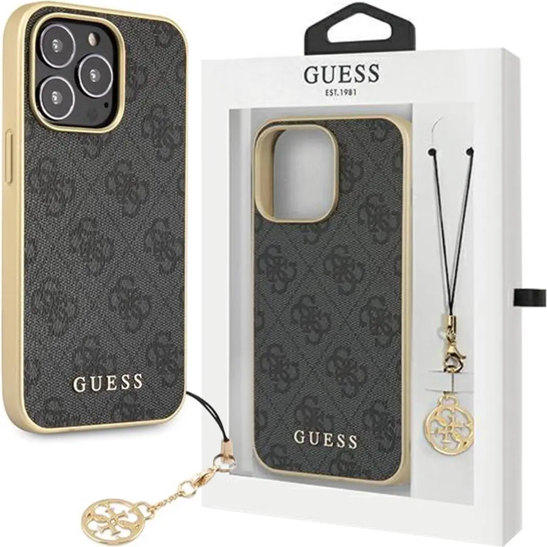 GUESS iPhone 13 Pro Max Hardcase Charms Collection - Donkergrijs
