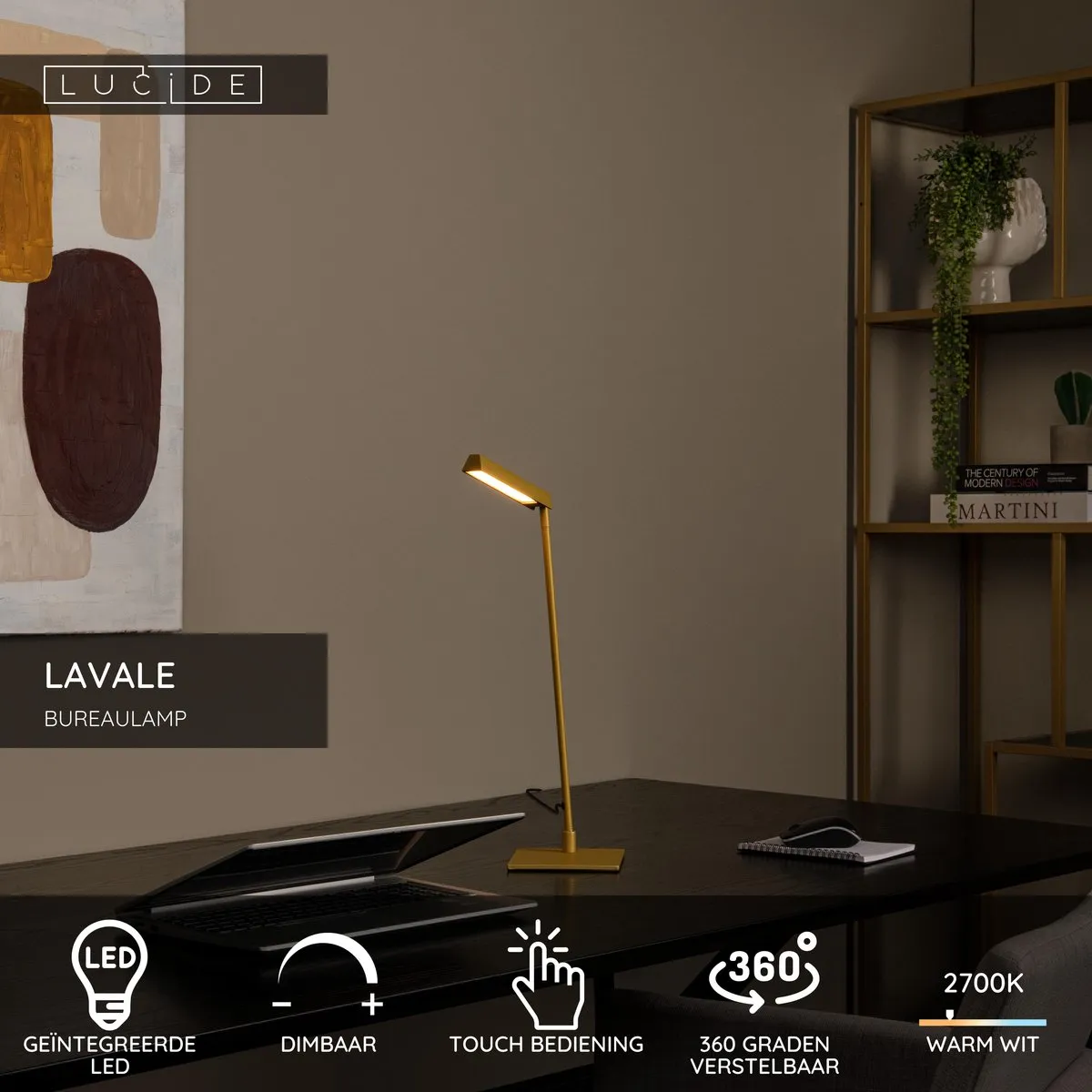 Lucide LAVALE Bureaulamp LED 3W 2700K - Okergeel