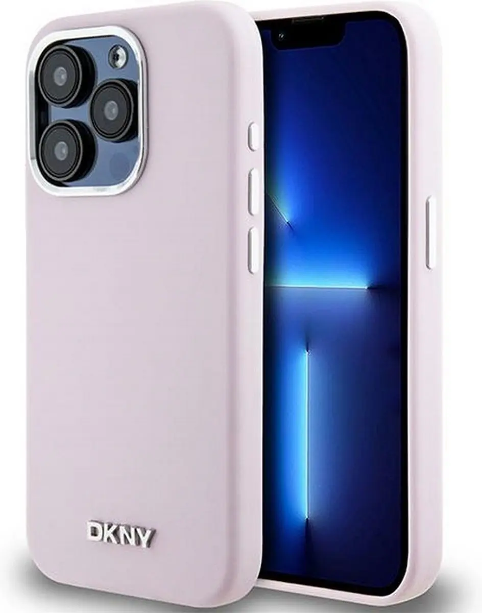 DKNY Silicone Metal Logo Back Case Roze