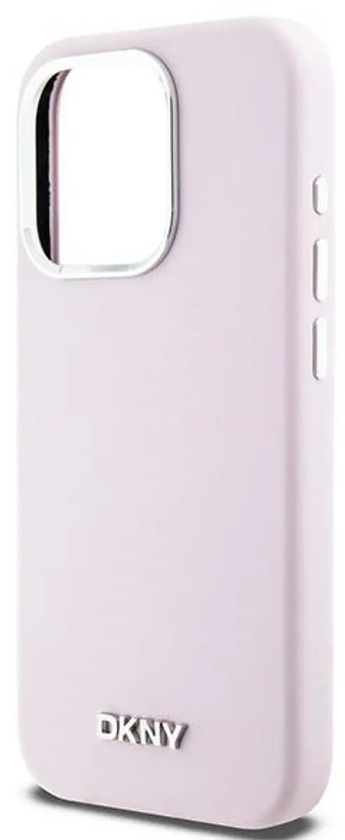 DKNY Silicone Metal Logo Back Case Roze - iPhone 14 Pro