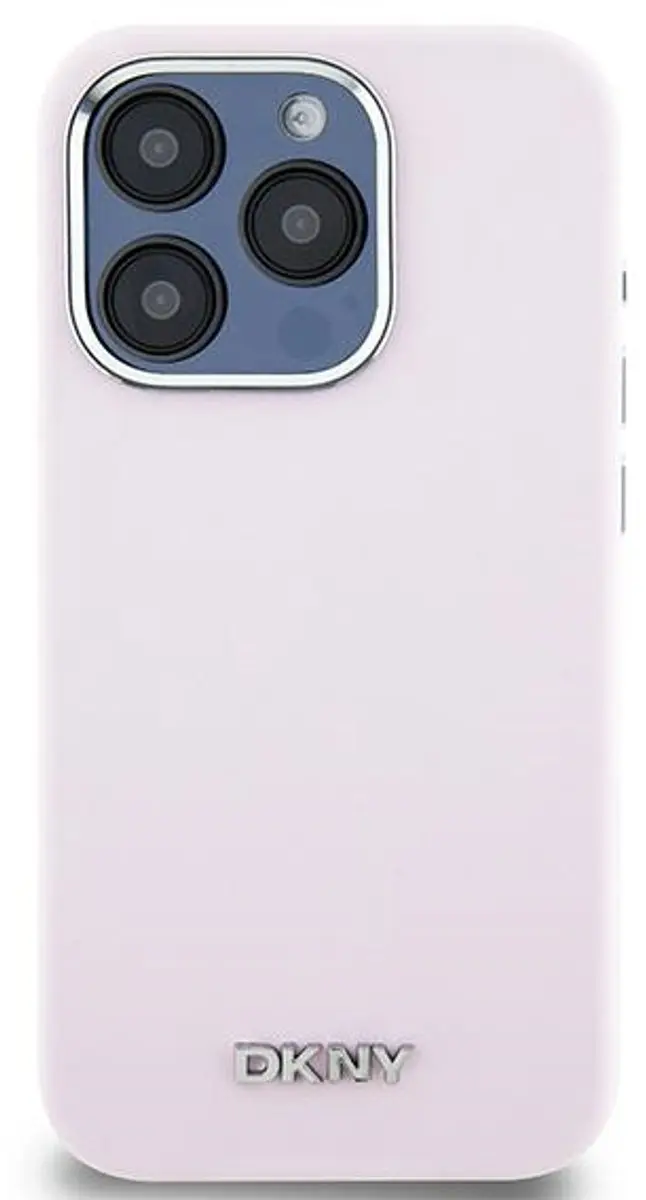 DKNY Silicone Metal Logo Back Case Roze - iPhone 14 Pro