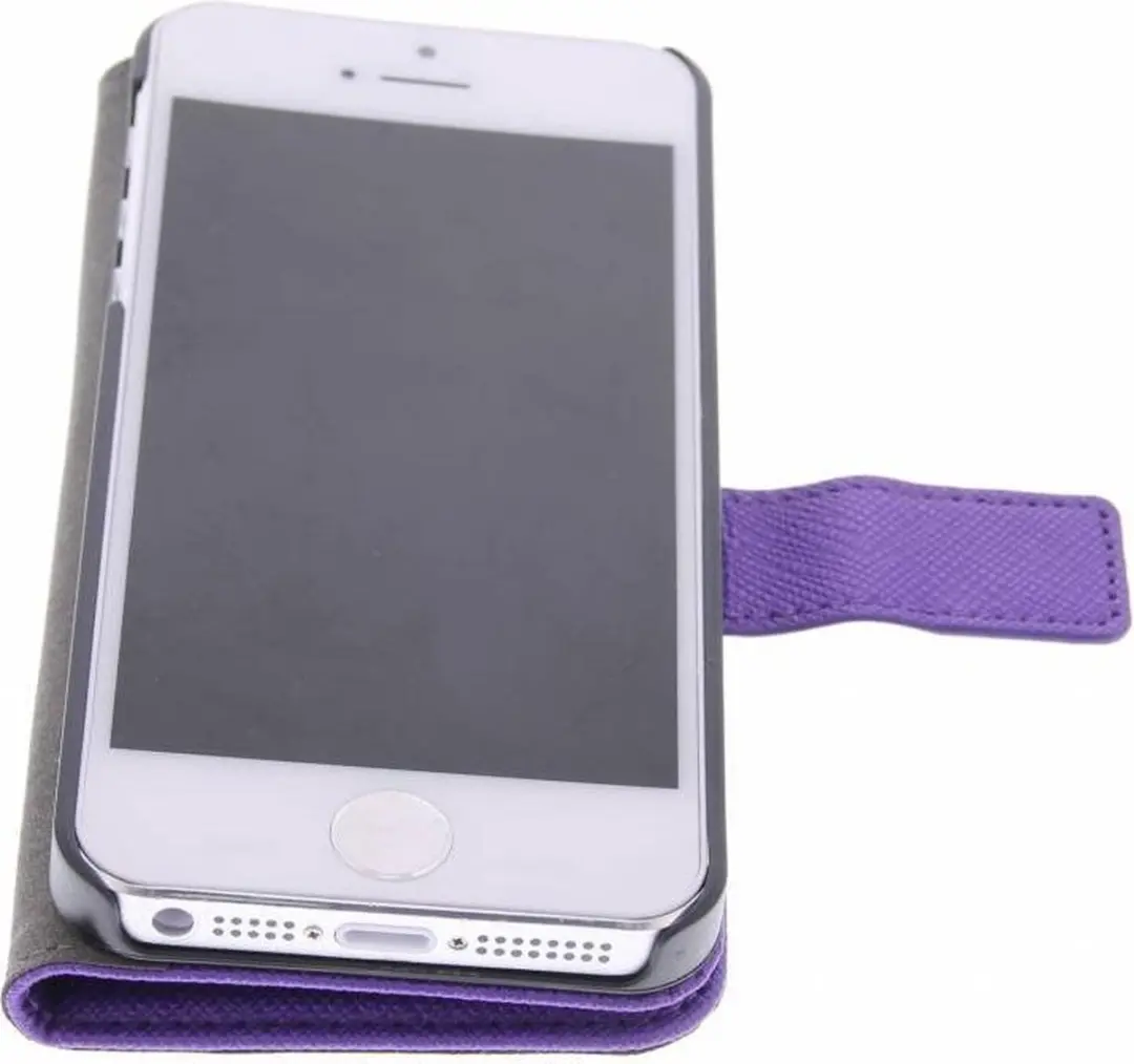 GUESS iPhone 5/5s/SE Hoesje - Paars Kunstleer GUEGUFLBKP5SAV - afbeelding 6 van 6
