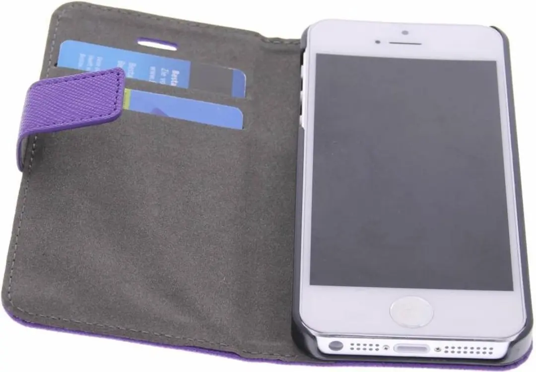 GUESS iPhone 5/5s/SE Hoesje - Paars Kunstleer GUEGUFLBKP5SAV