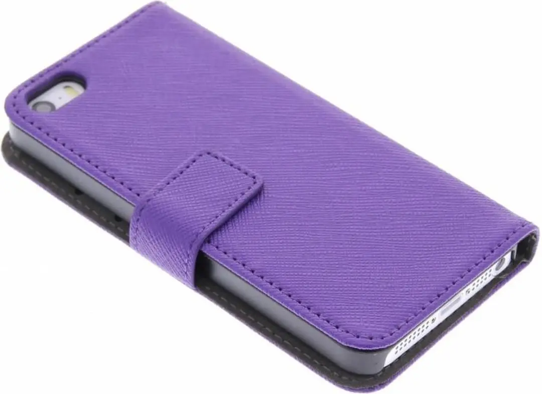 GUESS iPhone 5/5s/SE Hoesje - Paars Kunstleer GUEGUFLBKP5SAV