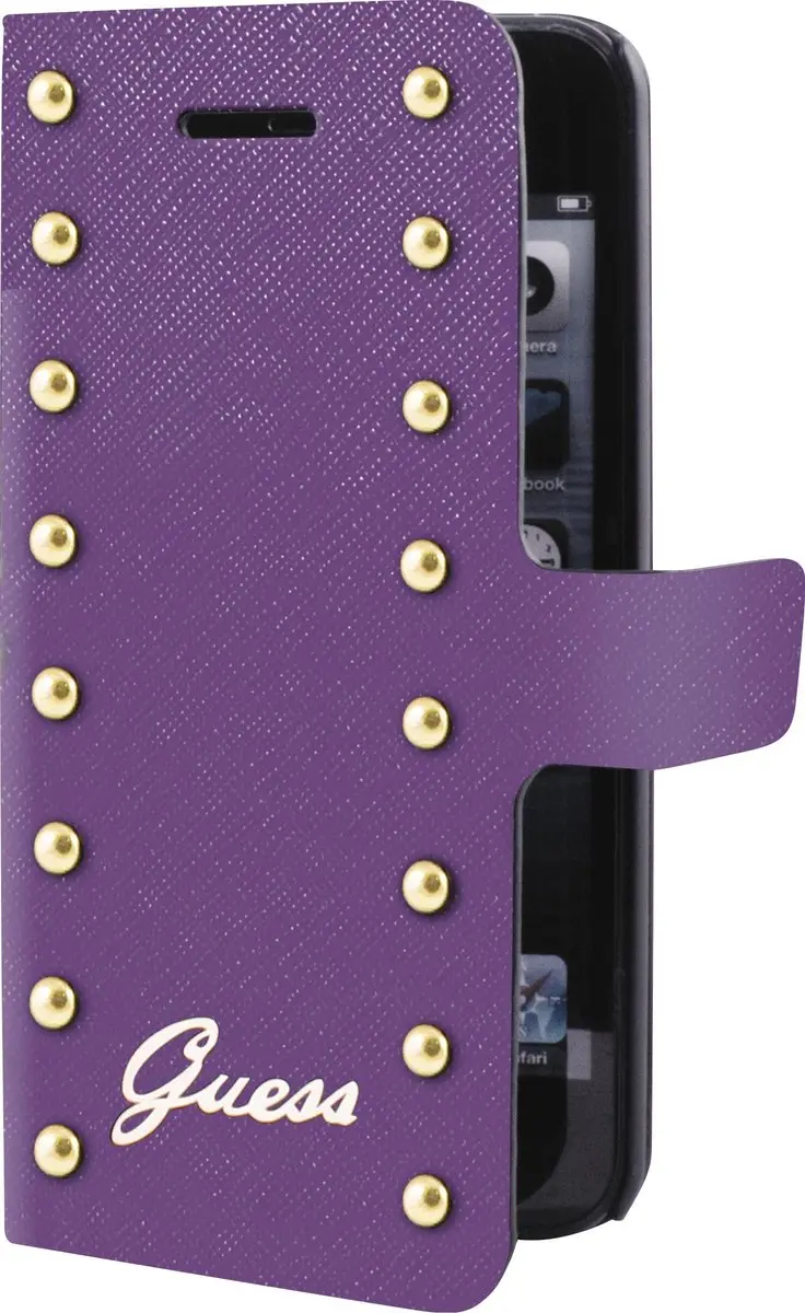 GUESS iPhone 5/5s/SE Hoesje - Paars Kunstleer GUEGUFLBKP5SAV