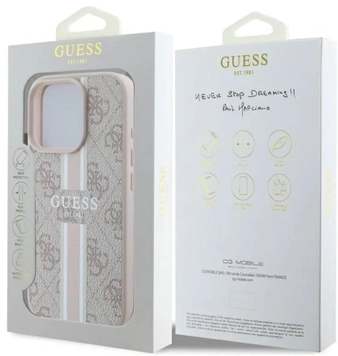 Guess 4G Printed Stripes MagSafe Backcover - iPhone 16 Pro Max Roze - afbeelding 6 van 6