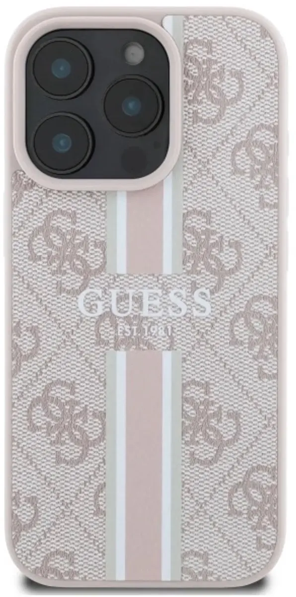 Guess 4G Printed Stripes MagSafe Backcover - iPhone 16 Pro Max Roze