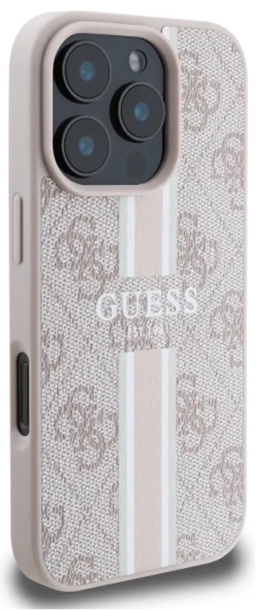Guess 4G Printed Stripes MagSafe Backcover - iPhone 16 Pro Max Roze