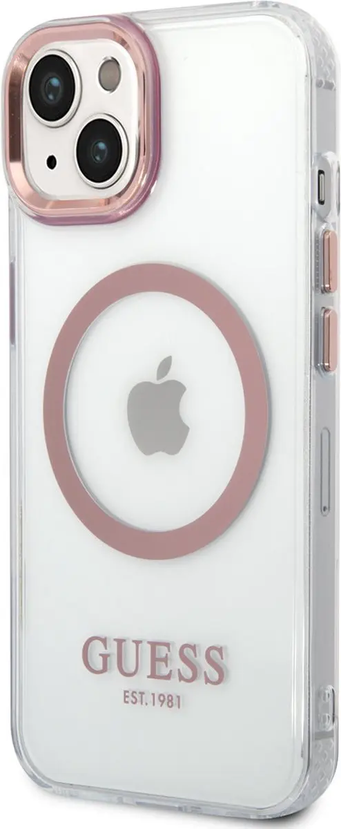 GUESS Transparante TPU Back Cover MagSafe iPhone 14 Plus - Roze