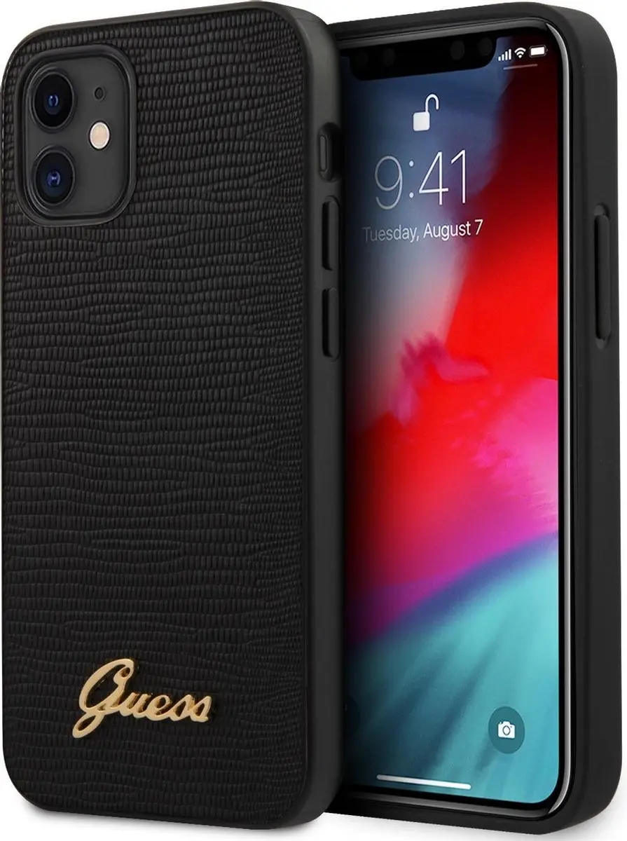 Guess Lizard Hard Case iPhone 12 Mini - Zwart