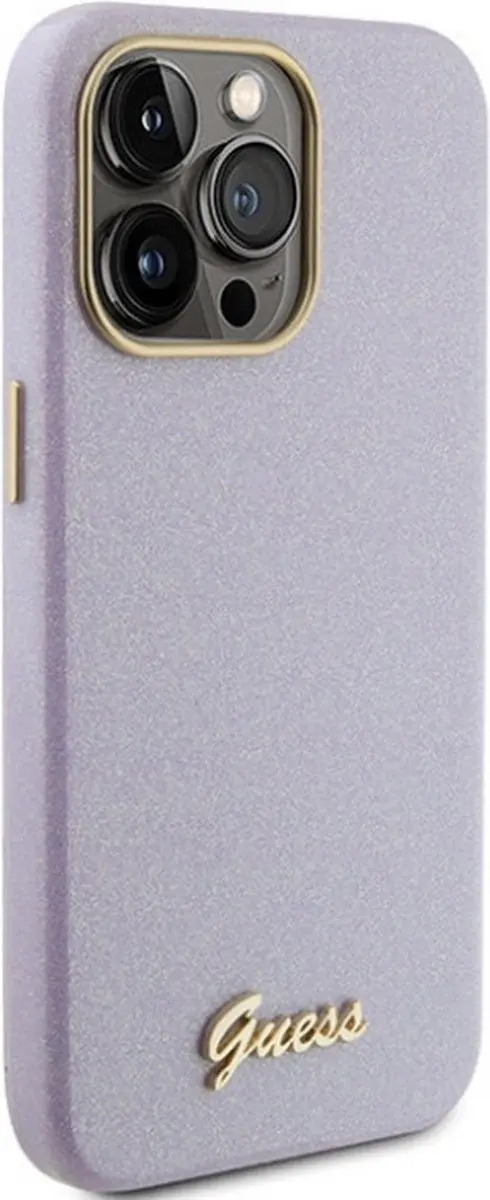 Guess Full Wrapped Glitter Back Case iPhone 15 Pro Max - Paars