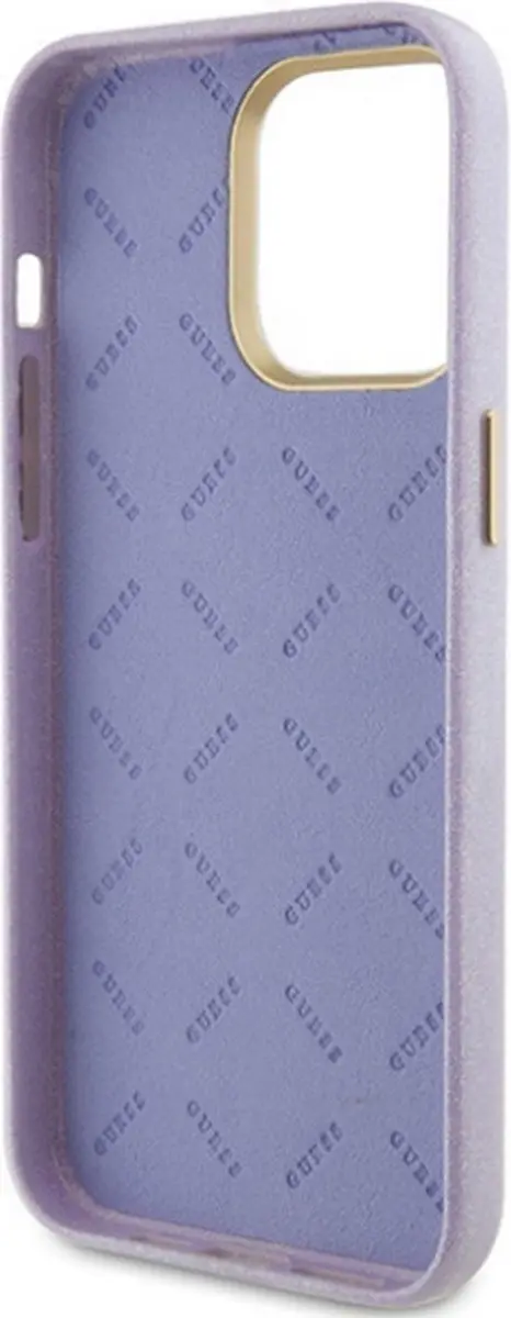 Guess Full Wrapped Glitter Back Case iPhone 15 Pro Max - Paars