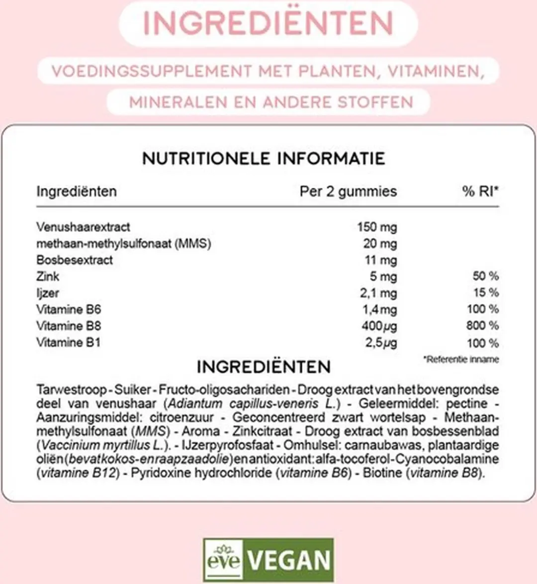 Lashilé Beauty Good Hair Vitamines - 60 Suikervrije Gummies - afbeelding 6 van 6
