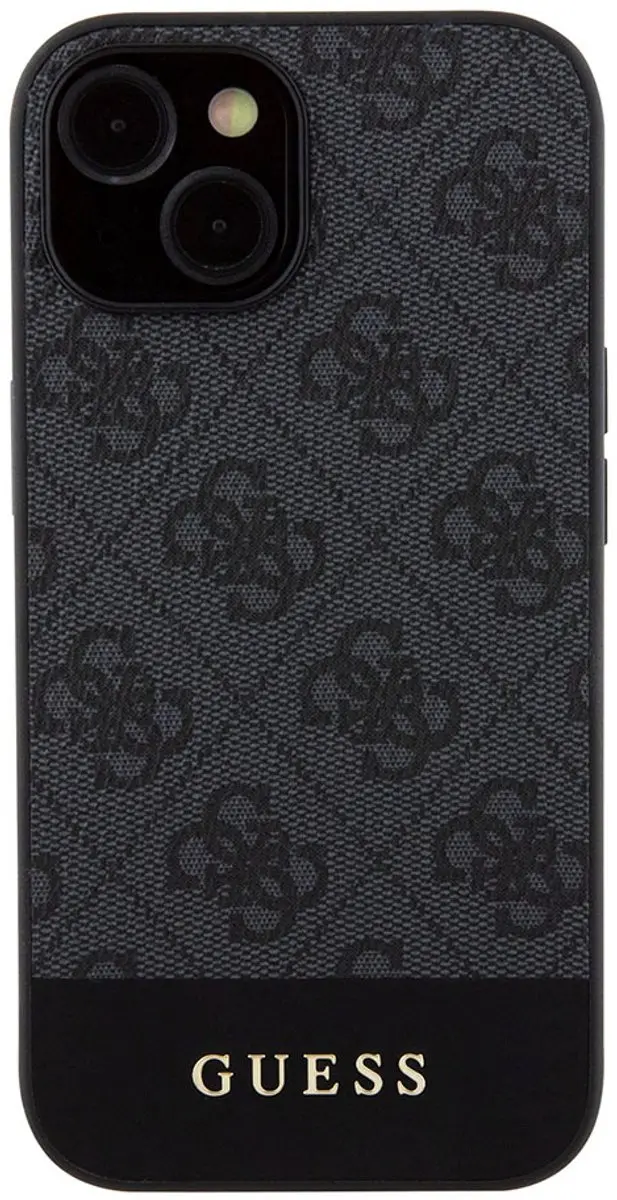 GUESS 4G Stripe Back Cover iPhone 15 - Grijs/Zwart