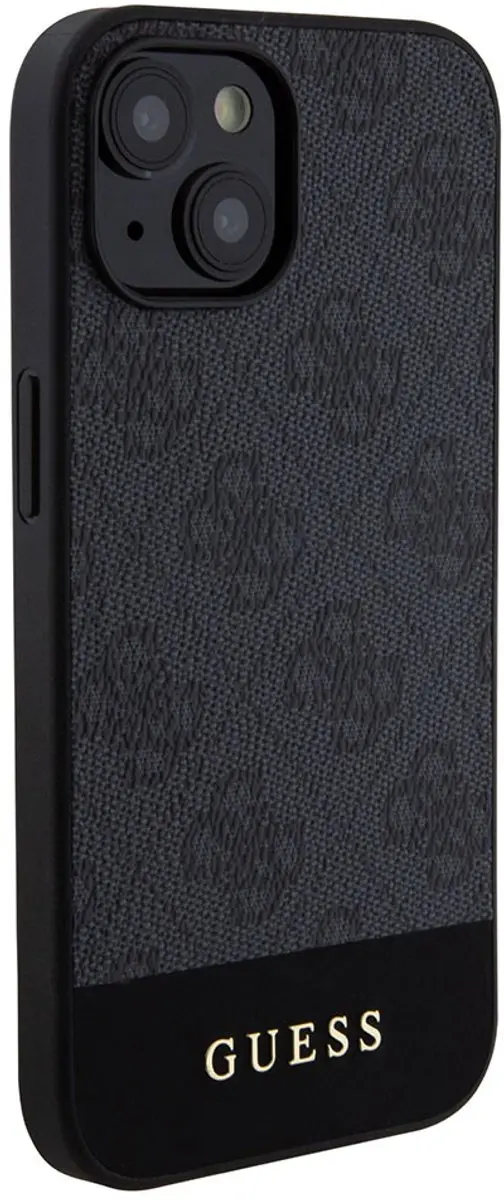 GUESS 4G Stripe Back Cover iPhone 15 - Grijs/Zwart
