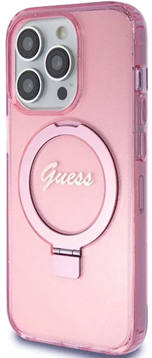 GUESS Ring Glitter Back Case MagSafe - Roze - iPhone 15 Pro Max - afbeelding 6 van 6