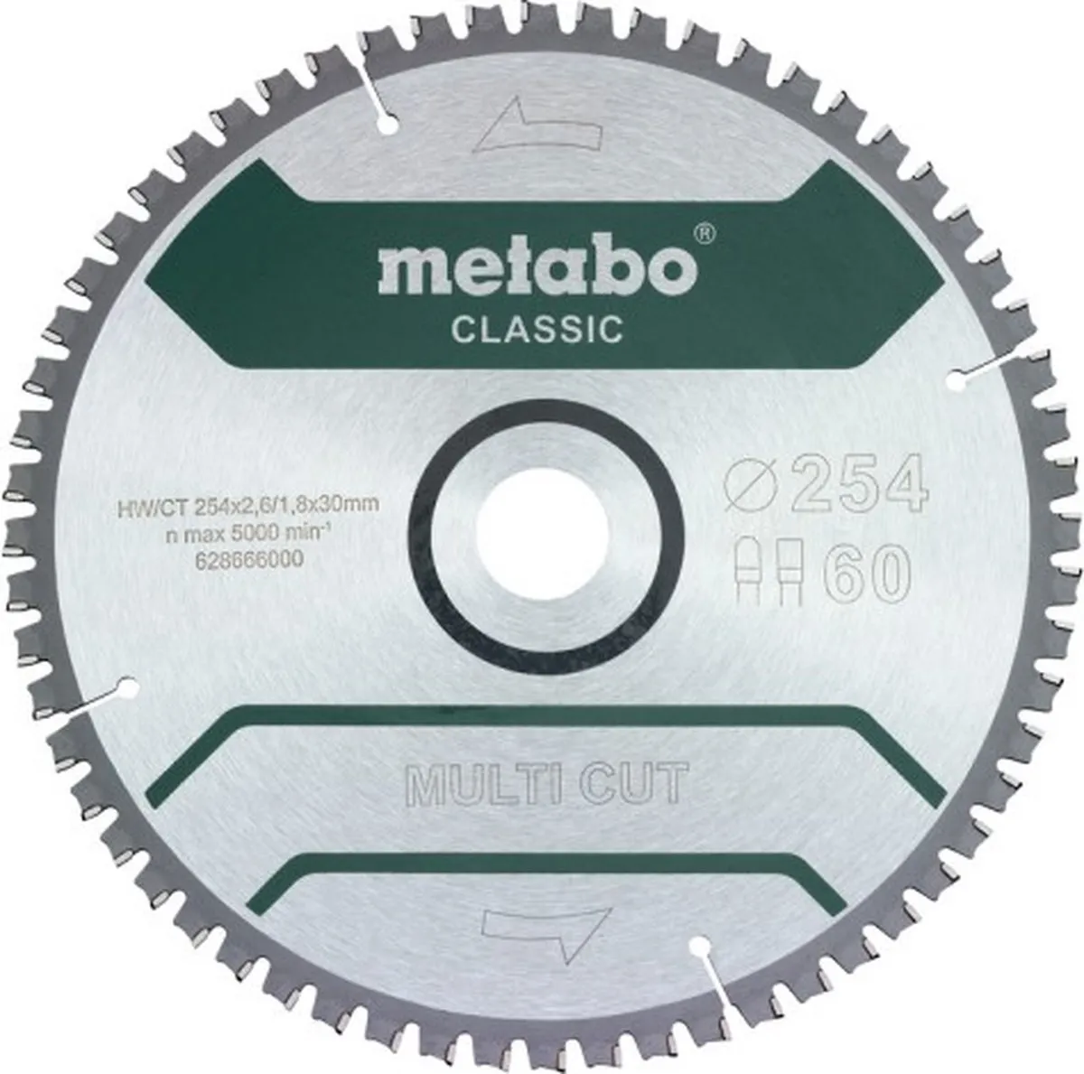Metabo Cirkelzaagblad Multi Cut Classic D254x2.6/1.8x30mm - 60 Tanden