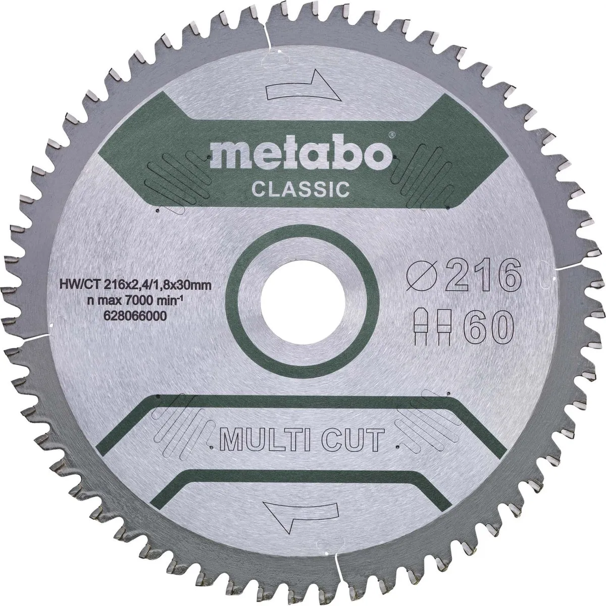 Metabo Cirkelzaagblad Multi Cut Classic D254x2.6/1.8x30mm - 60 Tanden