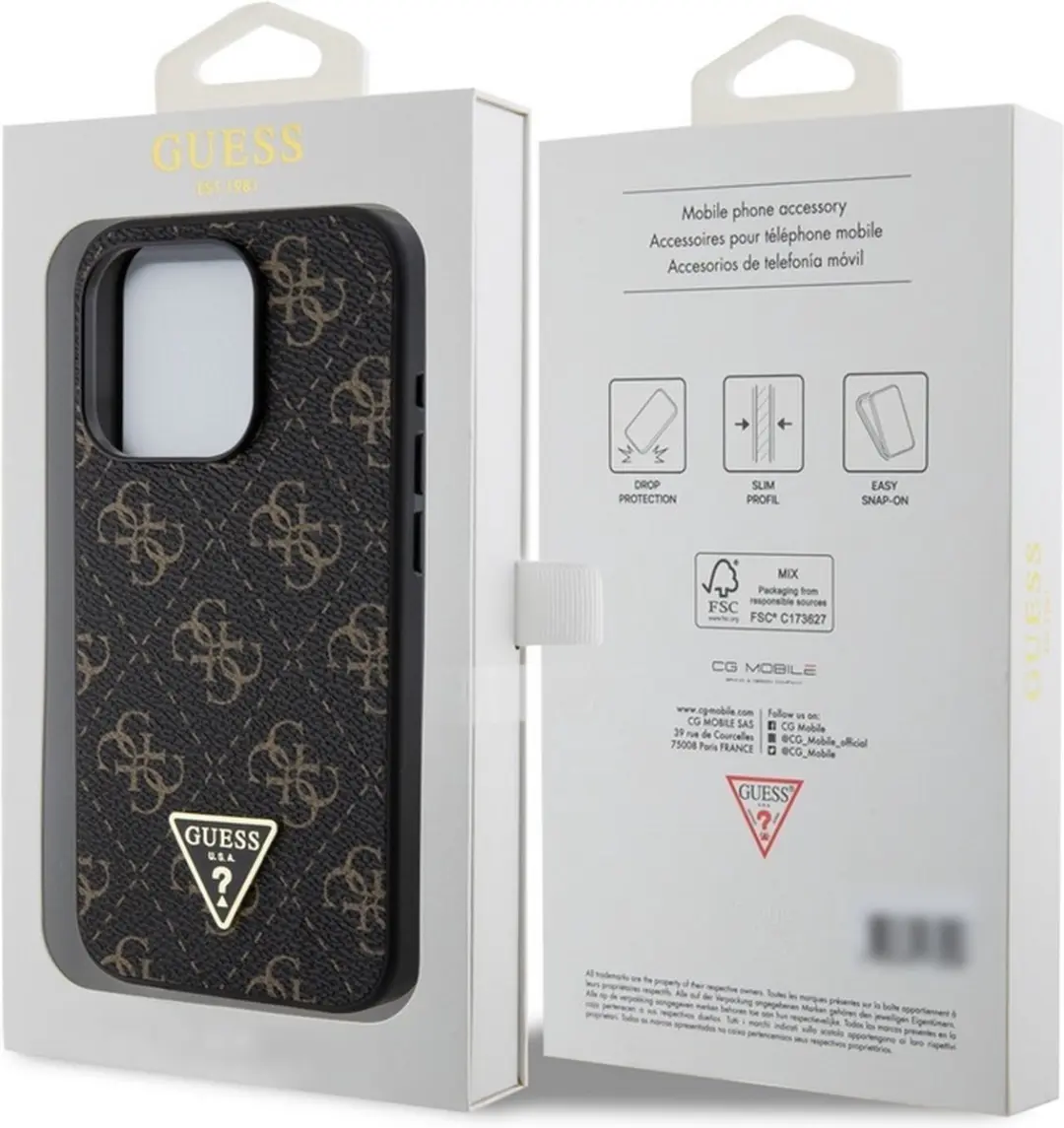 GUESS 4G Triangle Logo Hoesje iPhone 15 Pro - Zwart