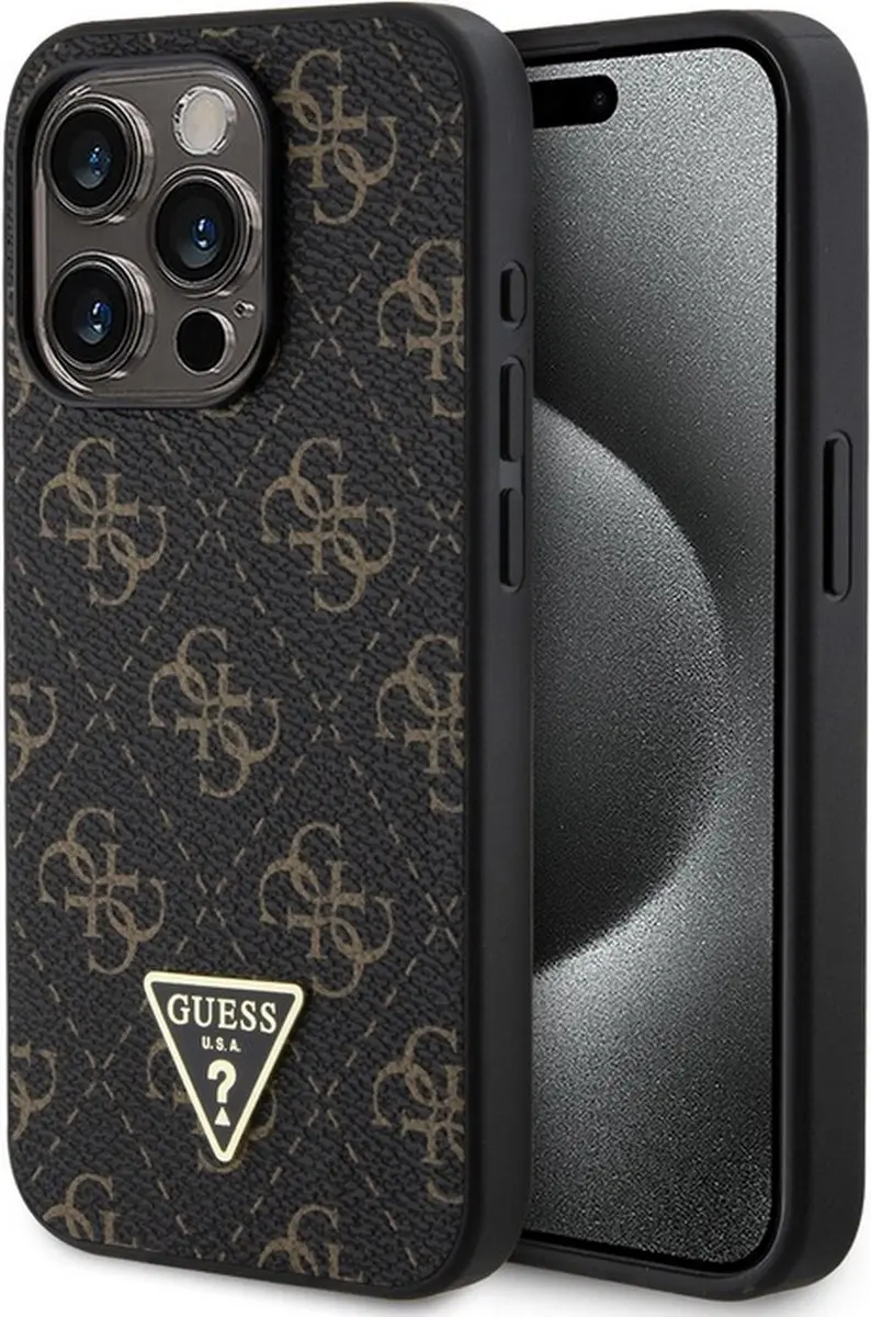 GUESS 4G Triangle Logo Hoesje iPhone 15 Pro - Zwart