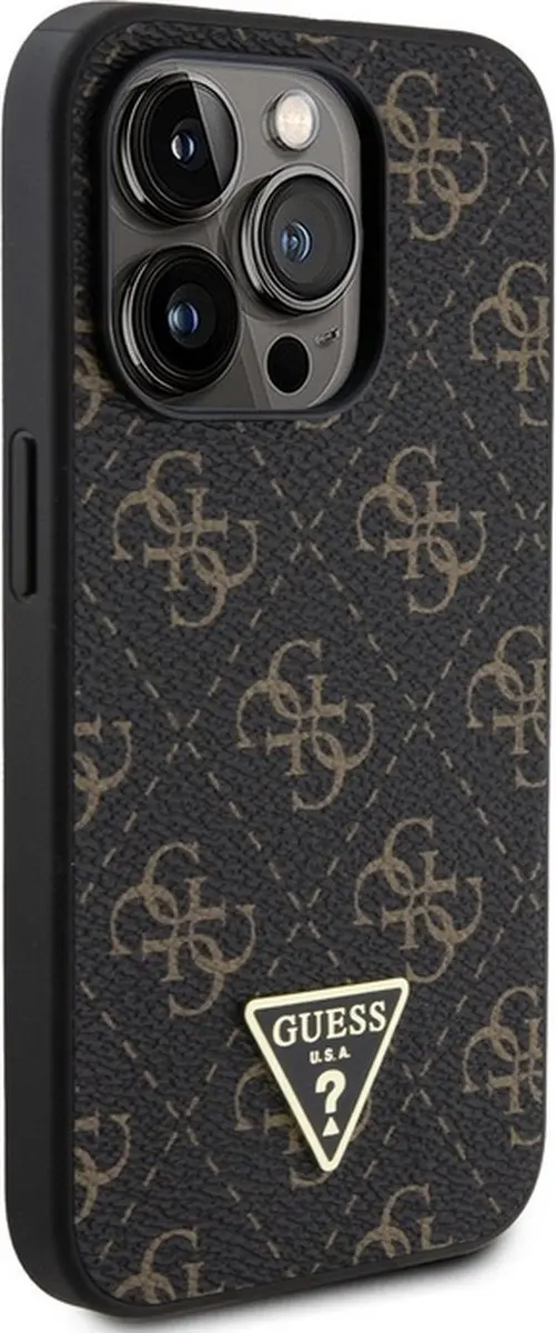GUESS 4G Triangle Logo Hoesje iPhone 15 Pro - Zwart