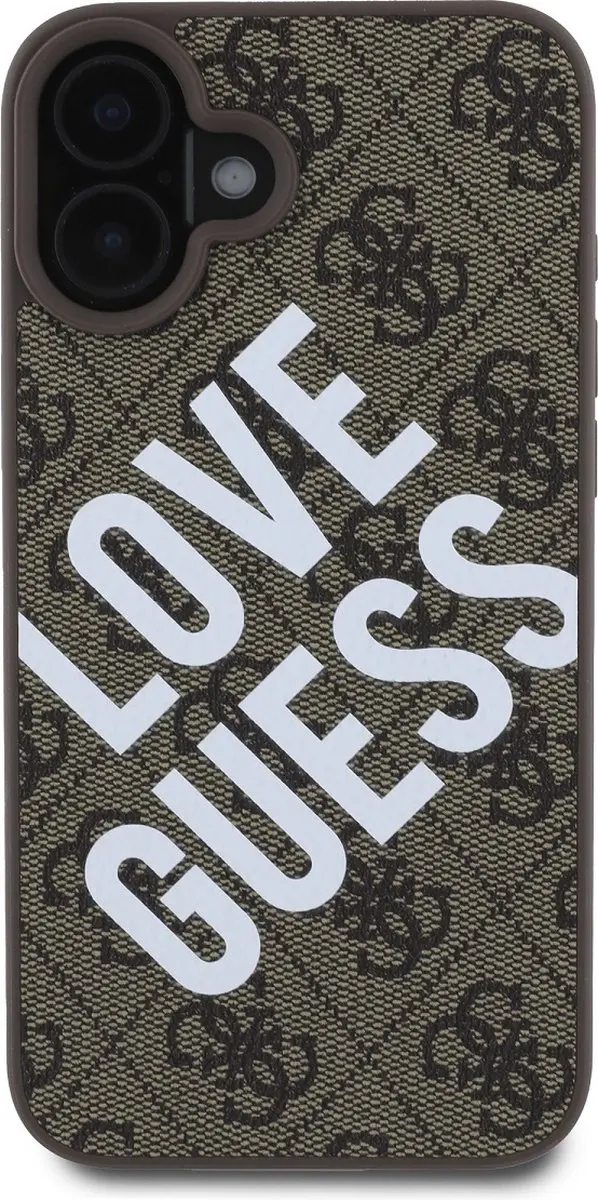 GUESS Hoesje iPhone 16 MagSafe Patroon - Bruin GUHMP16SP4PLGWW