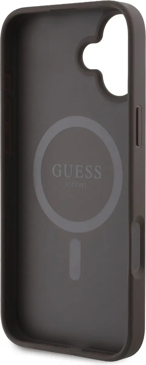 GUESS Hoesje iPhone 16 MagSafe Patroon - Bruin GUHMP16SP4PLGWW