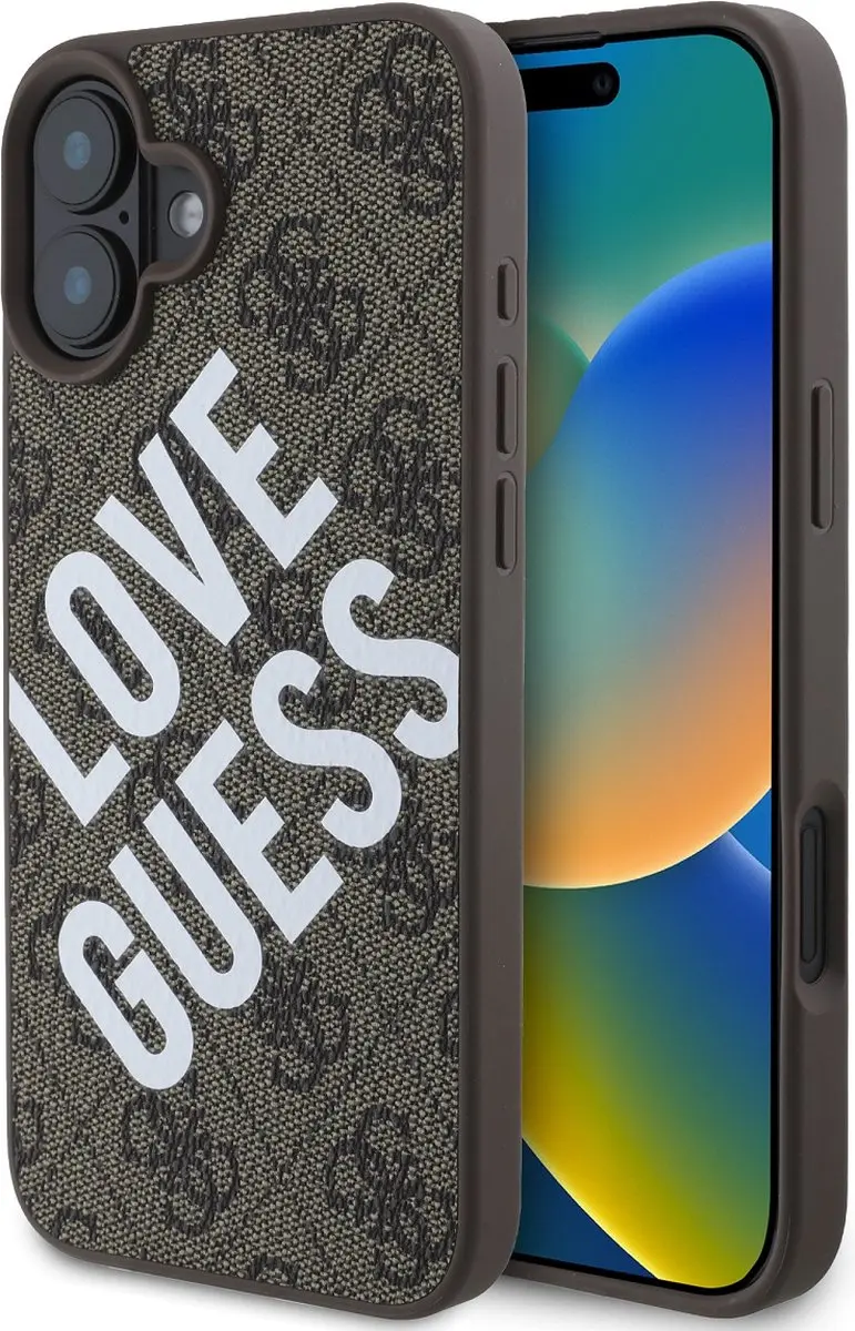 GUESS Hoesje iPhone 16 MagSafe Patroon - Bruin GUHMP16SP4PLGWW