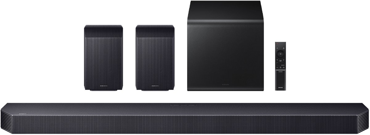 Samsung HW-Q930F, 9.1.4 kanalen, 580 W, DTS 5.1, DTS Express, DTS-HD Master Audio, DTS:X, Dolby Atmos, Dolby Digital Plus, Dolby TrueHD, 140 W, Actieve subwoofer, Draadloos