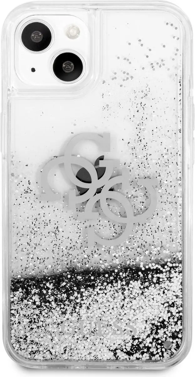 GUESS iPhone 13 Mini Hoesje Glitter Zilver - 3666339024550