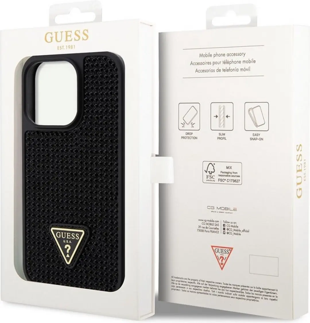 Guess Rhinestones Hoesje - iPhone 15 Pro Max - Zwart - afbeelding 6 van 6