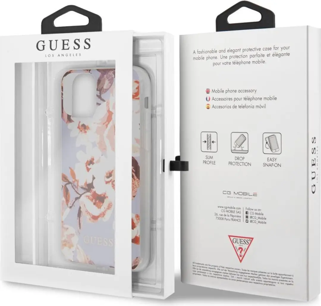 GUESS Shiny Flower Back Case - iPhone 11 Pro Max - Paars