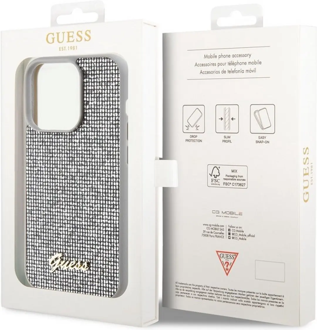 GUESS Square Mirror Back Case - iPhone 15 Pro - Zilver