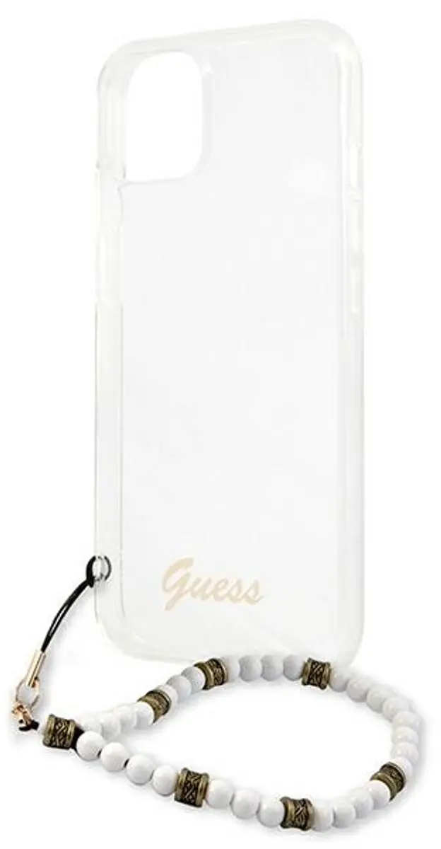 GUESS PC Script Back Case iPhone 13 - Transparant/Witte Parels