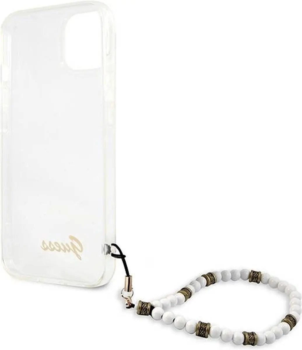 GUESS PC Script Back Case iPhone 13 - Transparant/Witte Parels - afbeelding 6 van 6