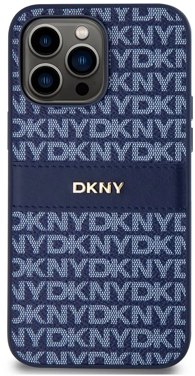 DKNY Textured Tonal Stripe Back Case - iPhone 14 Pro - Blauw