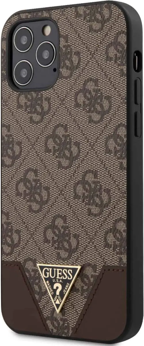 GUESS iPhone 12/12 Pro Backcase - Effen Bruin Kunstleer - 3700740480298