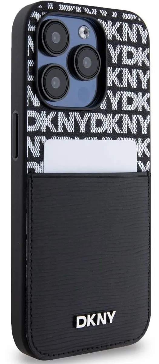 DKNY Hoesje iPhone 15 Pro - Kaarthouder - Zwart DKHCP15LPCRTHLK
