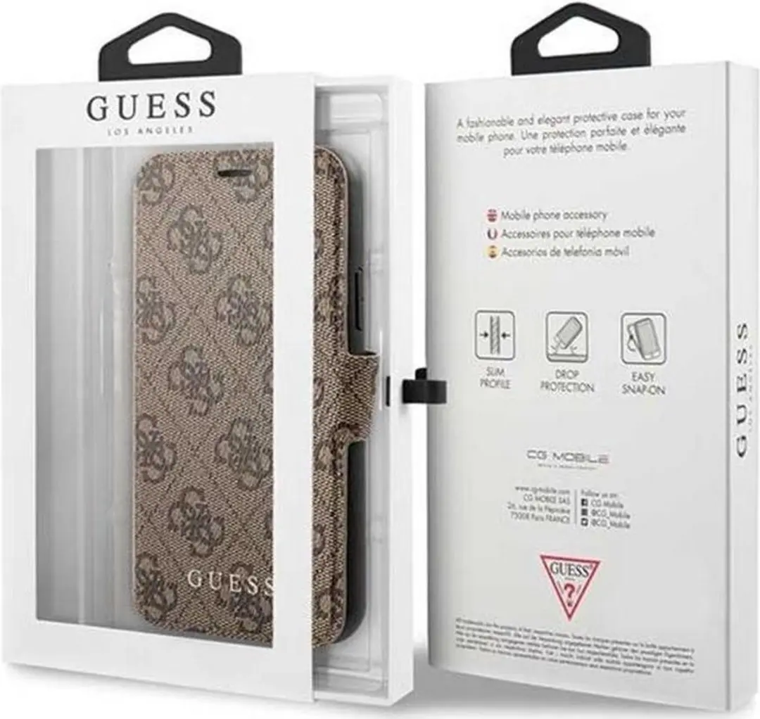 Guess 4G Book Case iPhone 11 - 3 Pasjes - Bruin