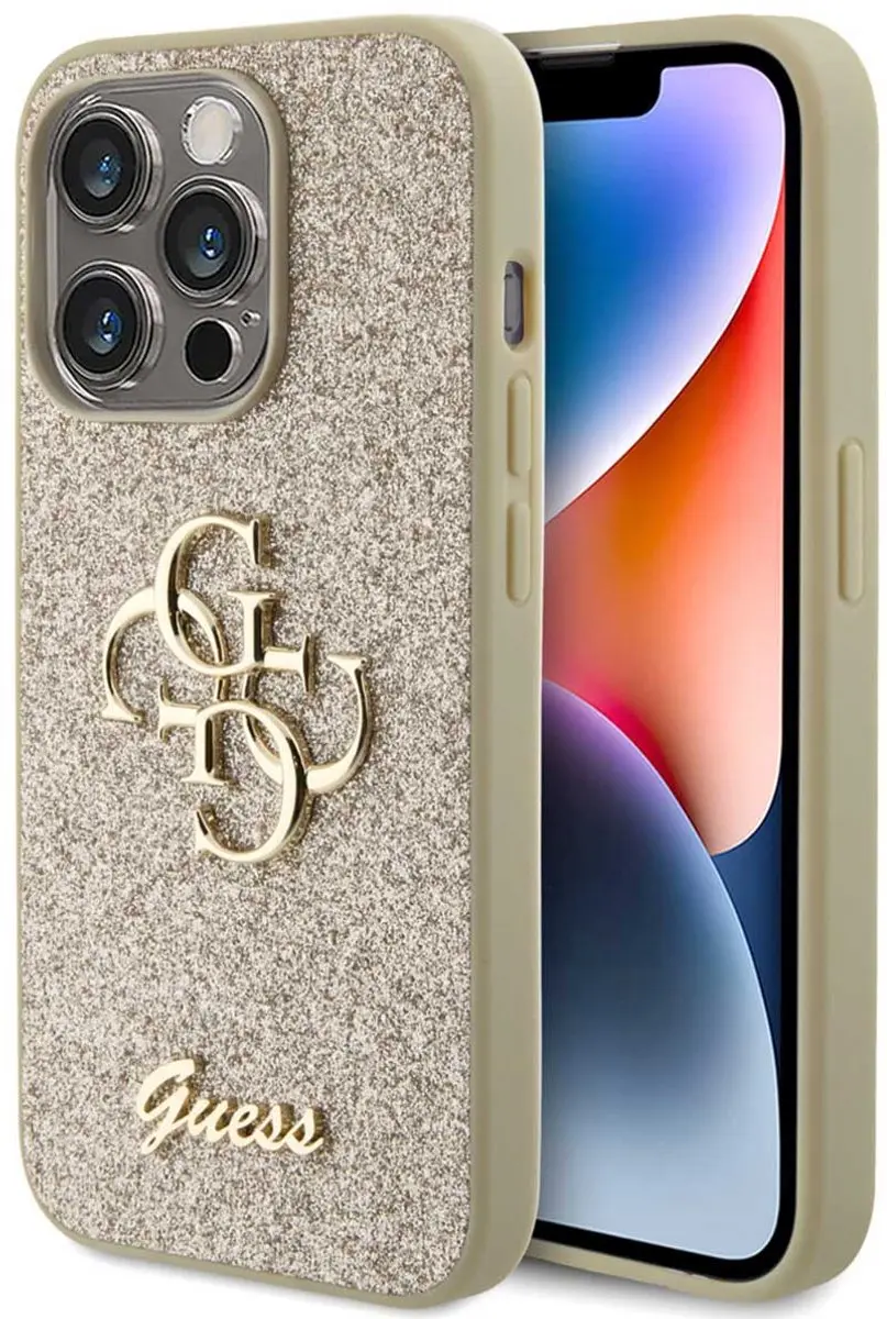 Guess 4G Logo Glitter Back Case Goud