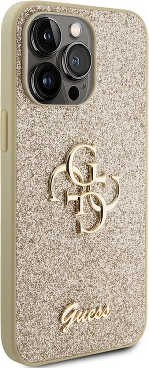 Guess 4G Logo Glitter Back Case Goud - iPhone 15 Pro - afbeelding 6 van 6