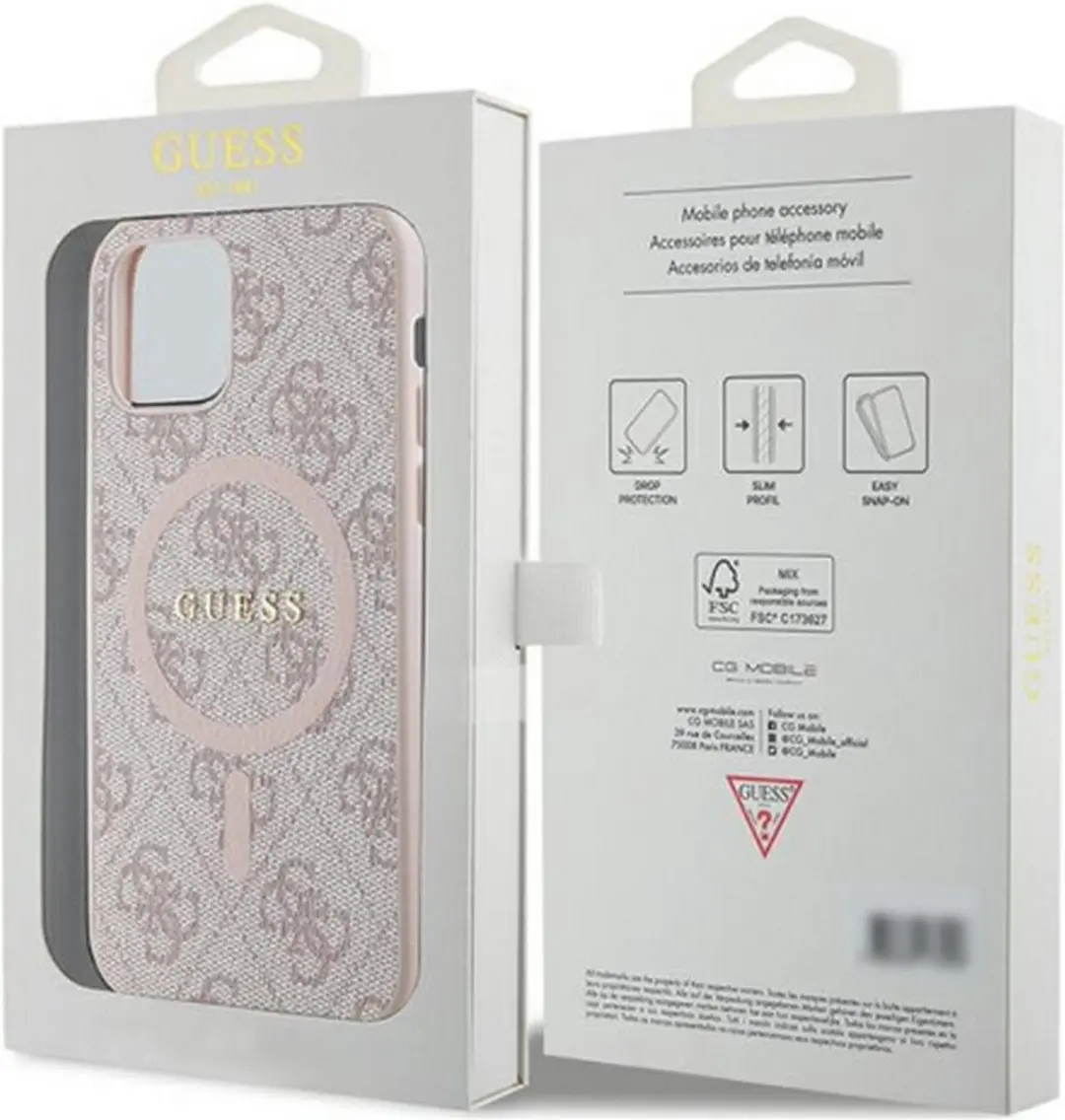 GUESS 4G Back Case MagSafe Roze - iPhone 12/12 Pro