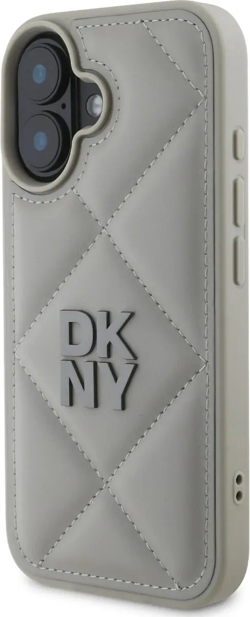 DKNY iPhone 16 Backcover Hoesje - Grijs - PU Leather